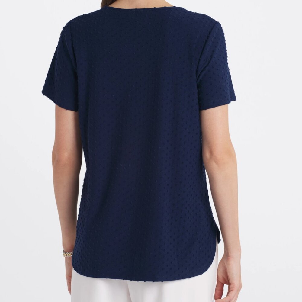 NWT Les Serein Short Sleeve Curved Hem Clip Dot Knit Top Size XXL - Picture 8 of 11